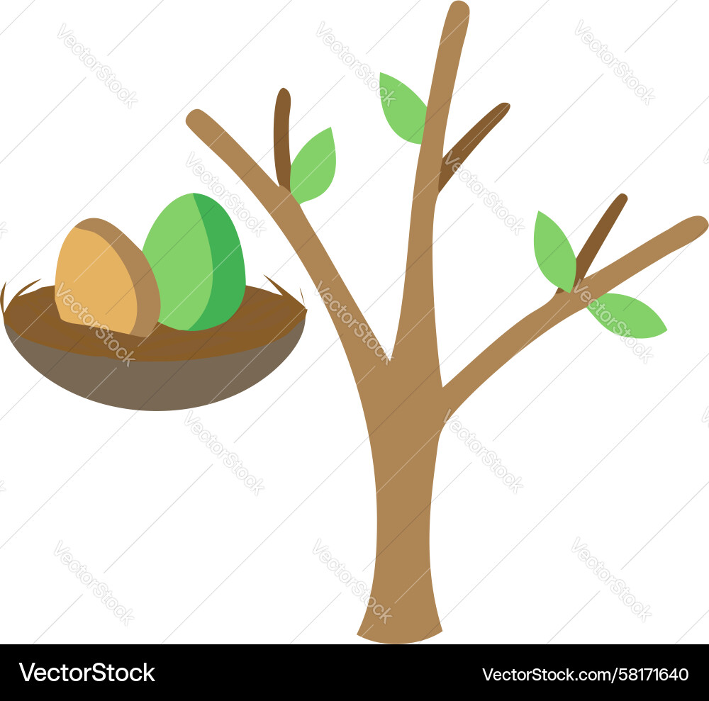 Tree with Bird and Nest Vector Image
