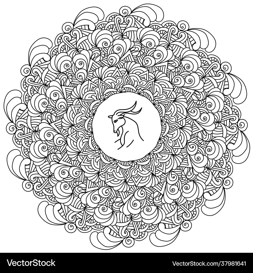 Antistress mandala with curls linear patterns Vector Image
