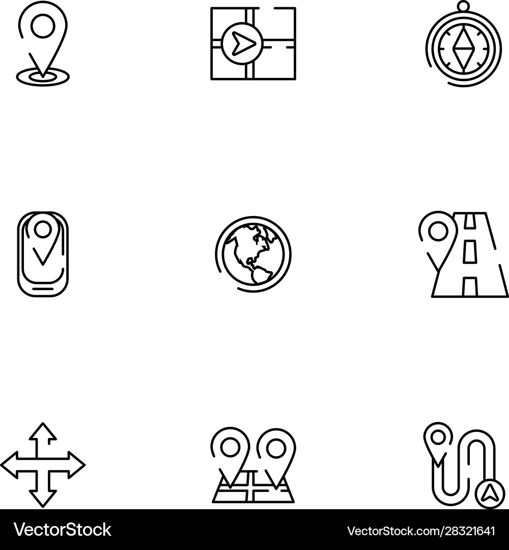 Bundle maps and navigation icons vector image