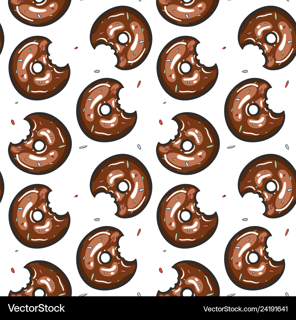 Chocolate donut hand drawn seamless Chocolate donut hand drawn seamless vector image