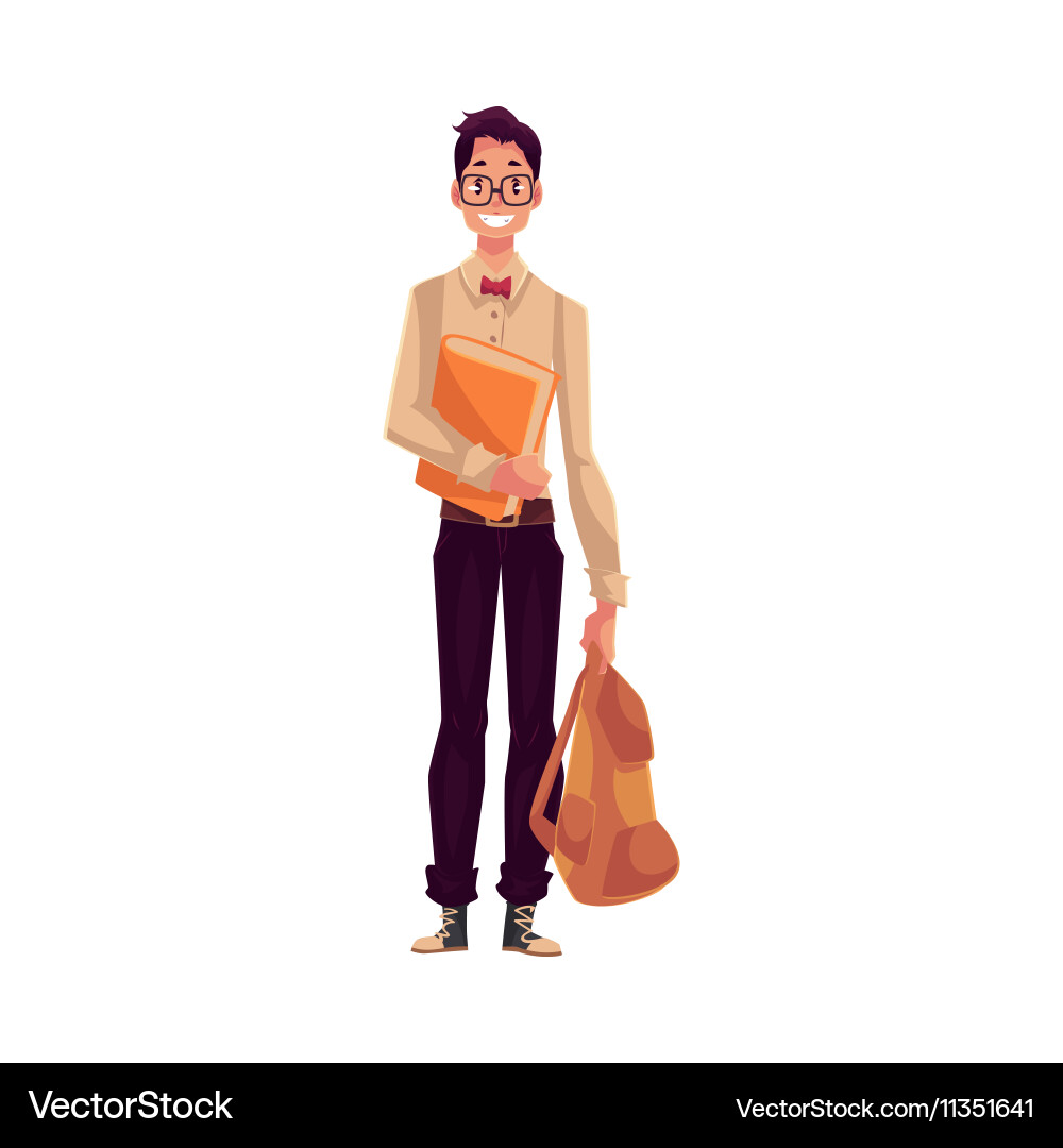 College university student geek in square vector image