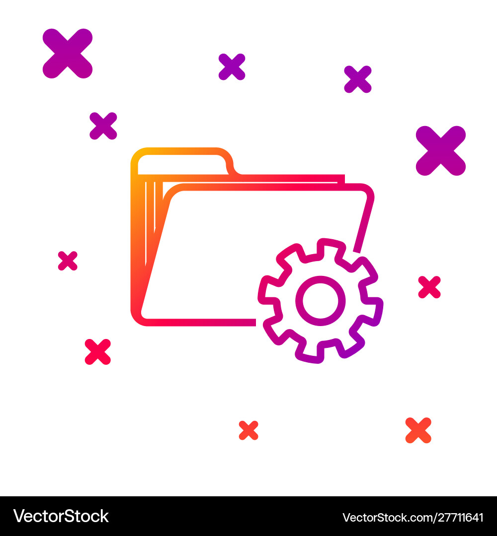 Color line folder settings with gears icon Color line folder settings with gears icon vector image