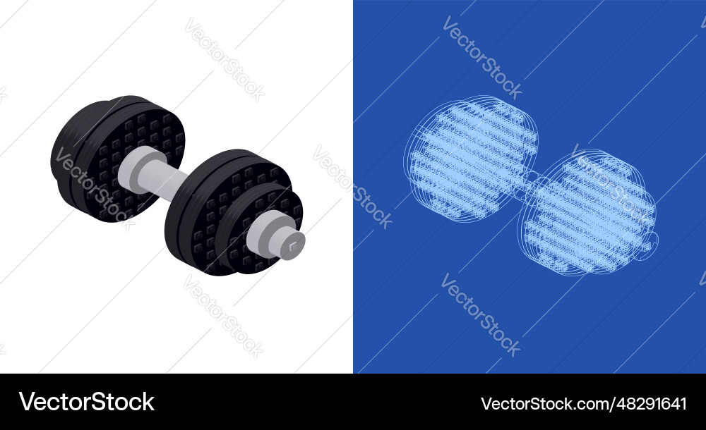 Concept with dumbbells in isometric style vector image