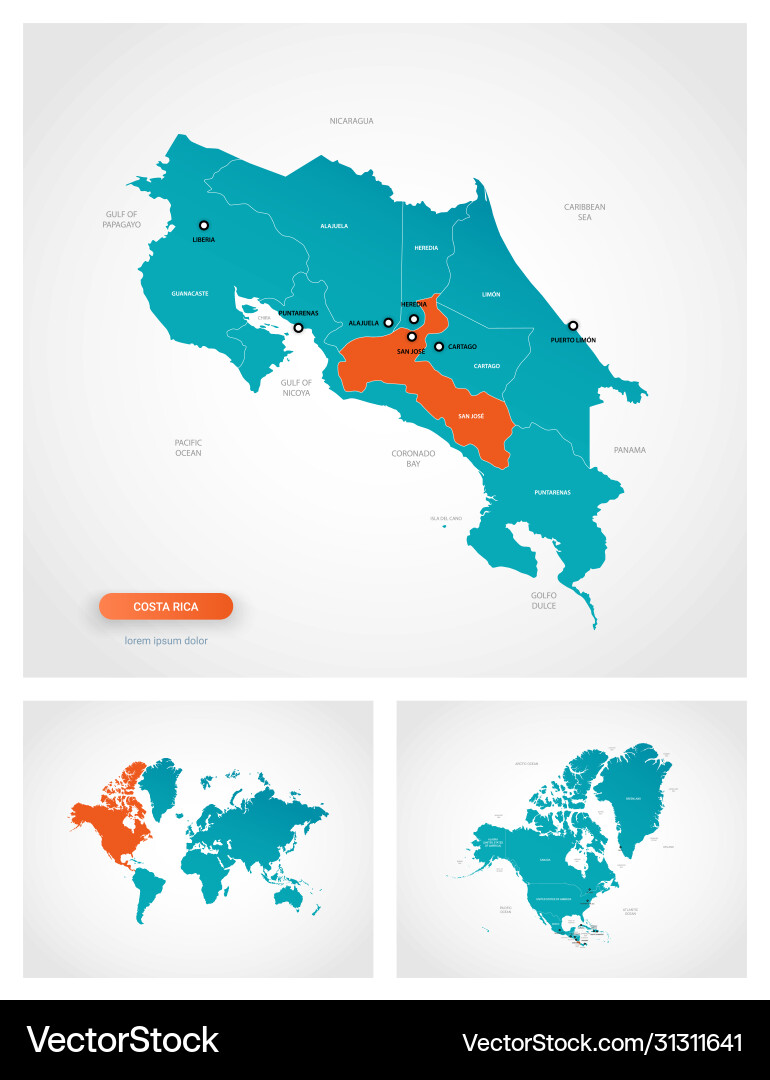 Costa Rica Map Template vector image