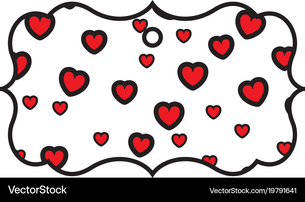 Elegant frame with hearts pattern background Vector Image