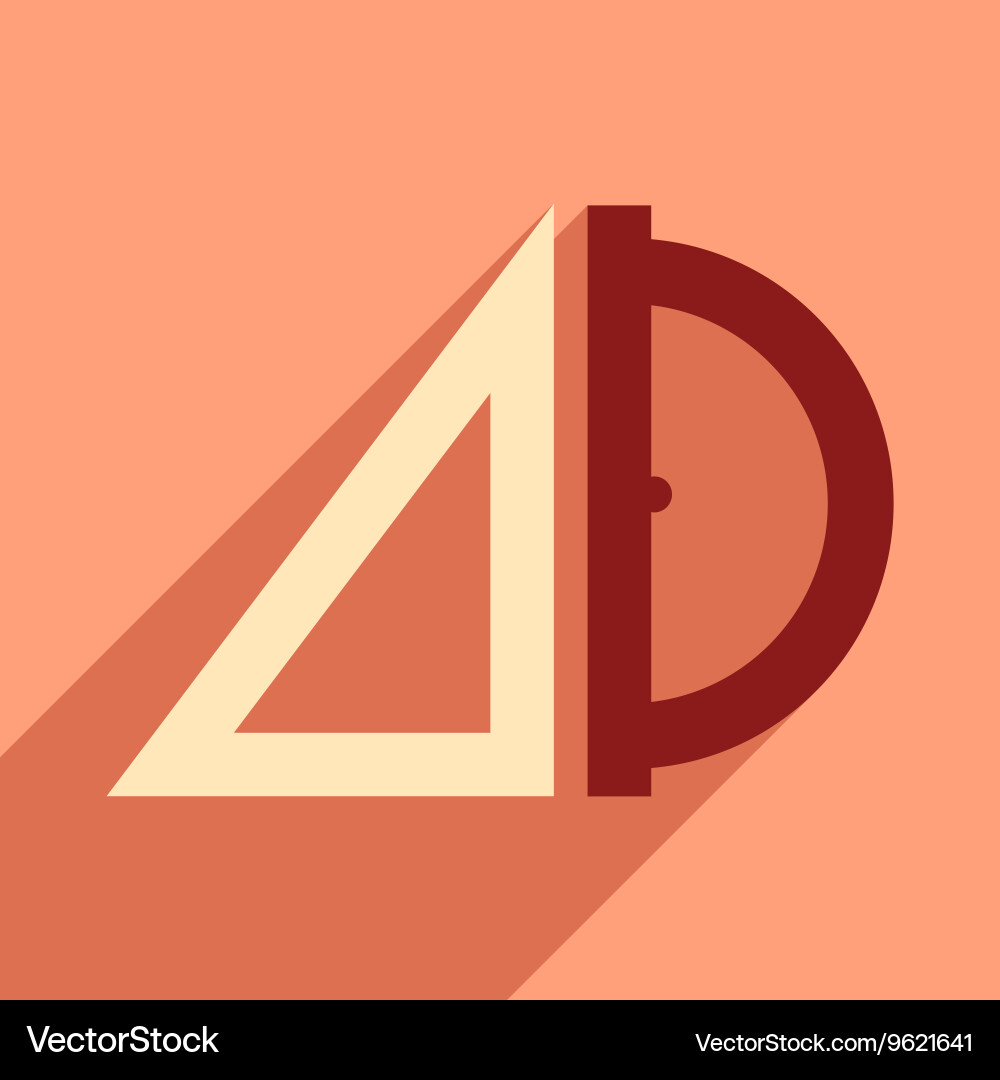 Flat with shadow icon and mobile application ruler vector image