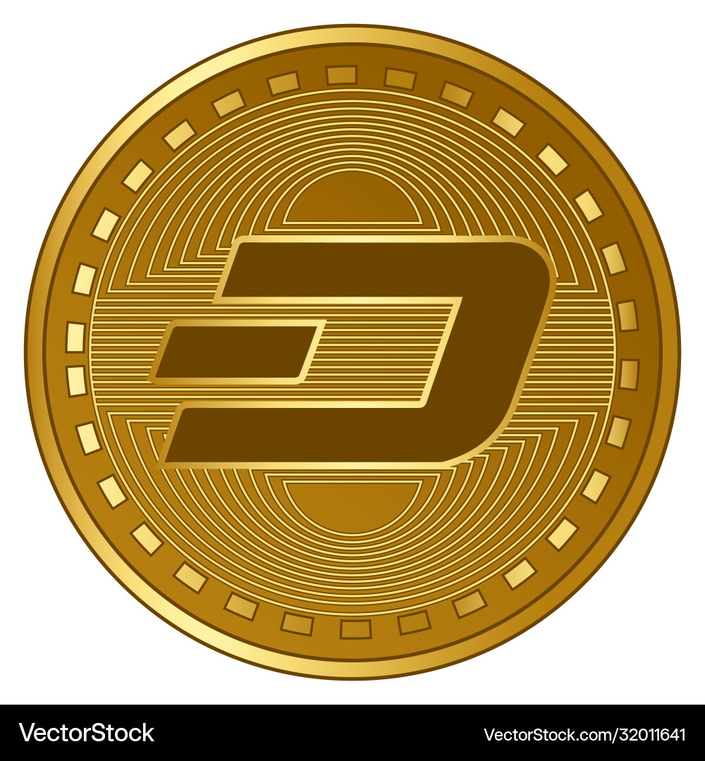 Gold futuristic dash cryptocurrency coin – Royalty-Free Vector | VectorStock