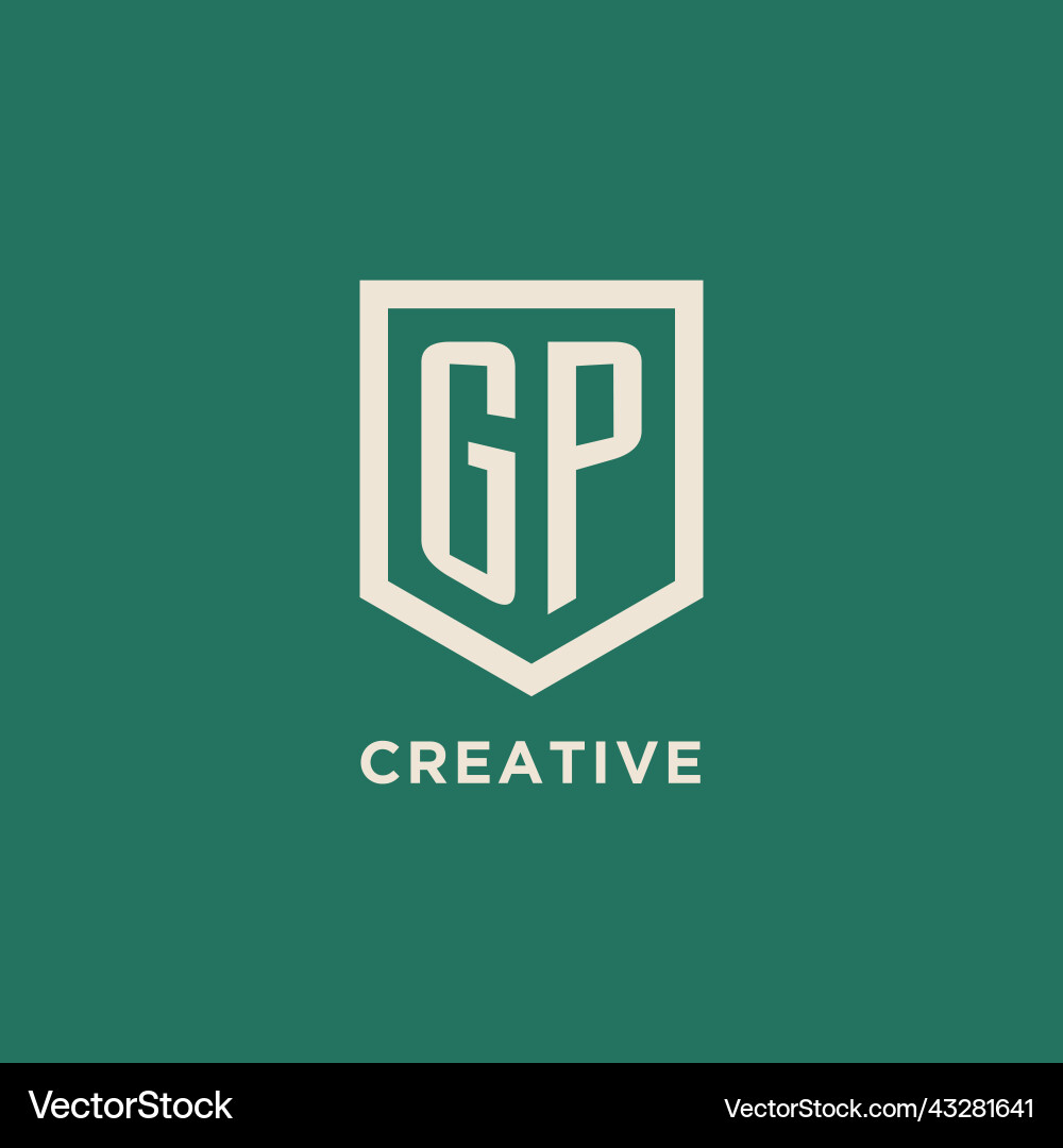 Gp initial logo monogram shield geometric shape Vector Image