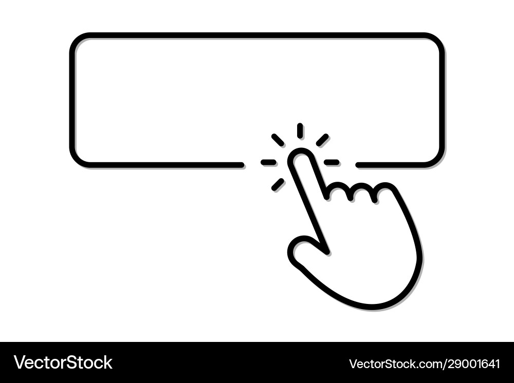 Hand presses a button with an empty space Hand presses a button with an empty space vector image