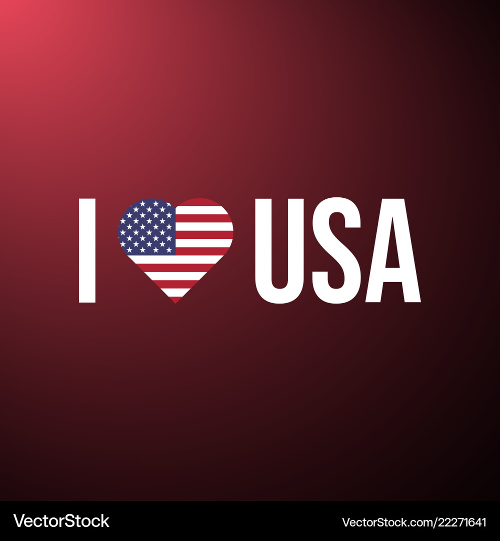 I love usa text with heart flag I love usa text with heart flag vector image