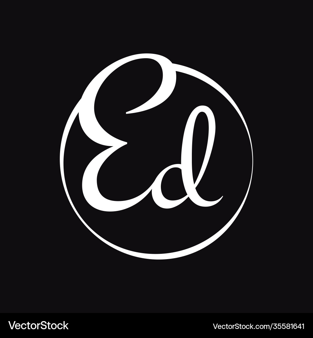 Initial ed script letter type logo design Vector Image