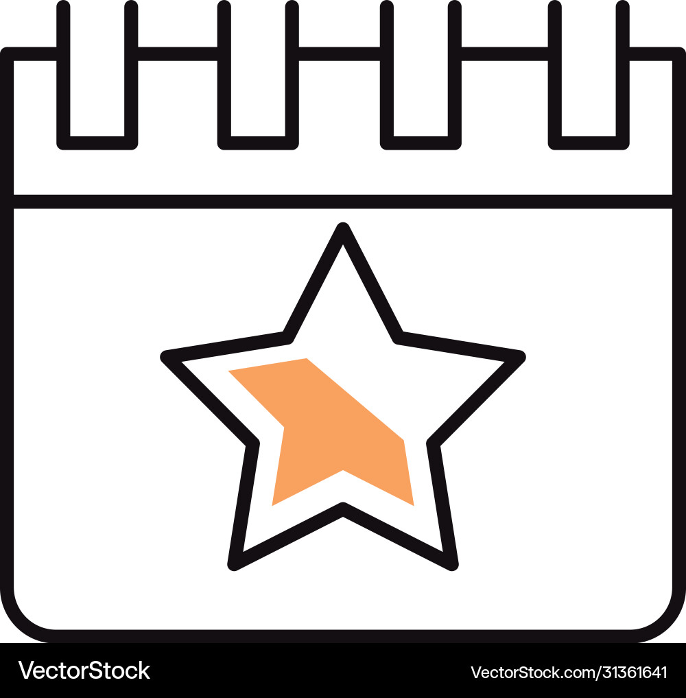 Isolated calendar with star line style icon Vector Image
