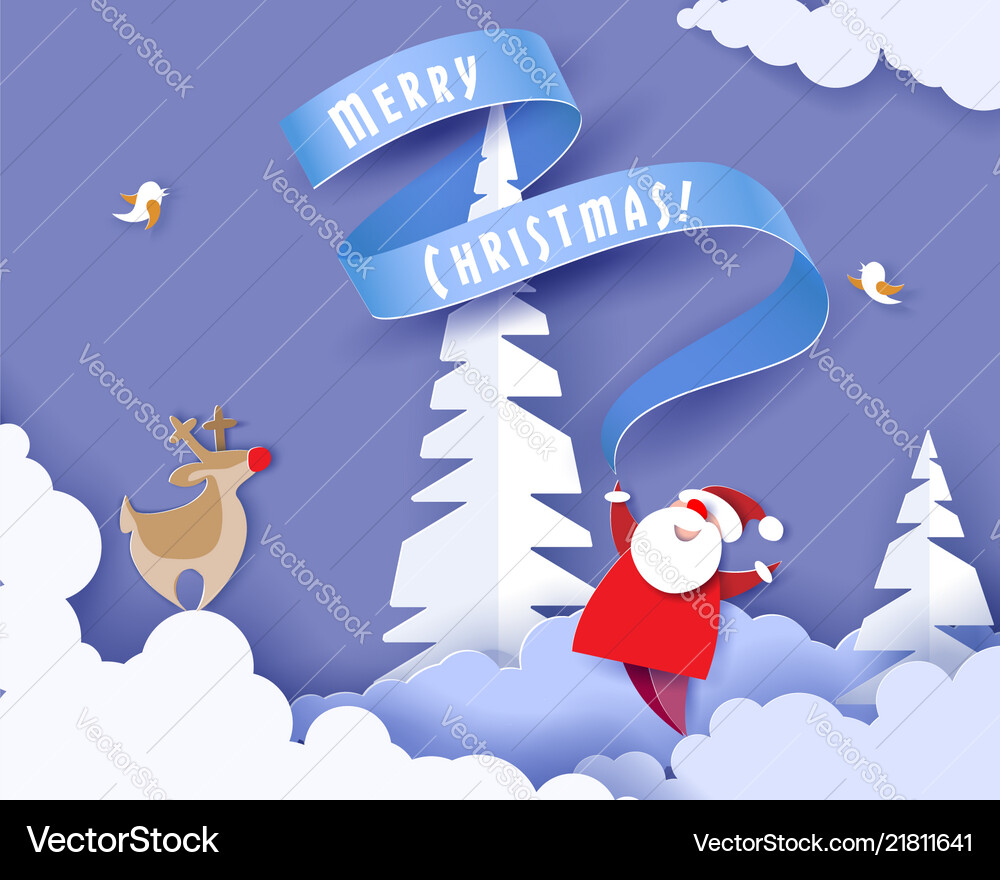 Merry Christmas Card Farbe Papier Schnitt Design Merry Christmas Card Farbe Papier Schnitt Design vektorbild