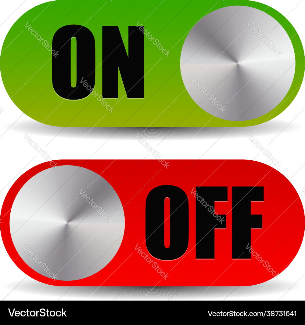 On-off power button switch toggle slider vector image