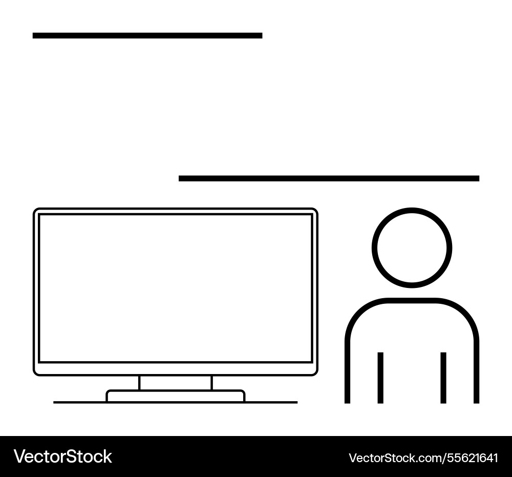 Person working at a computer screen minimalistic Person working at a computer screen minimalistic vector image