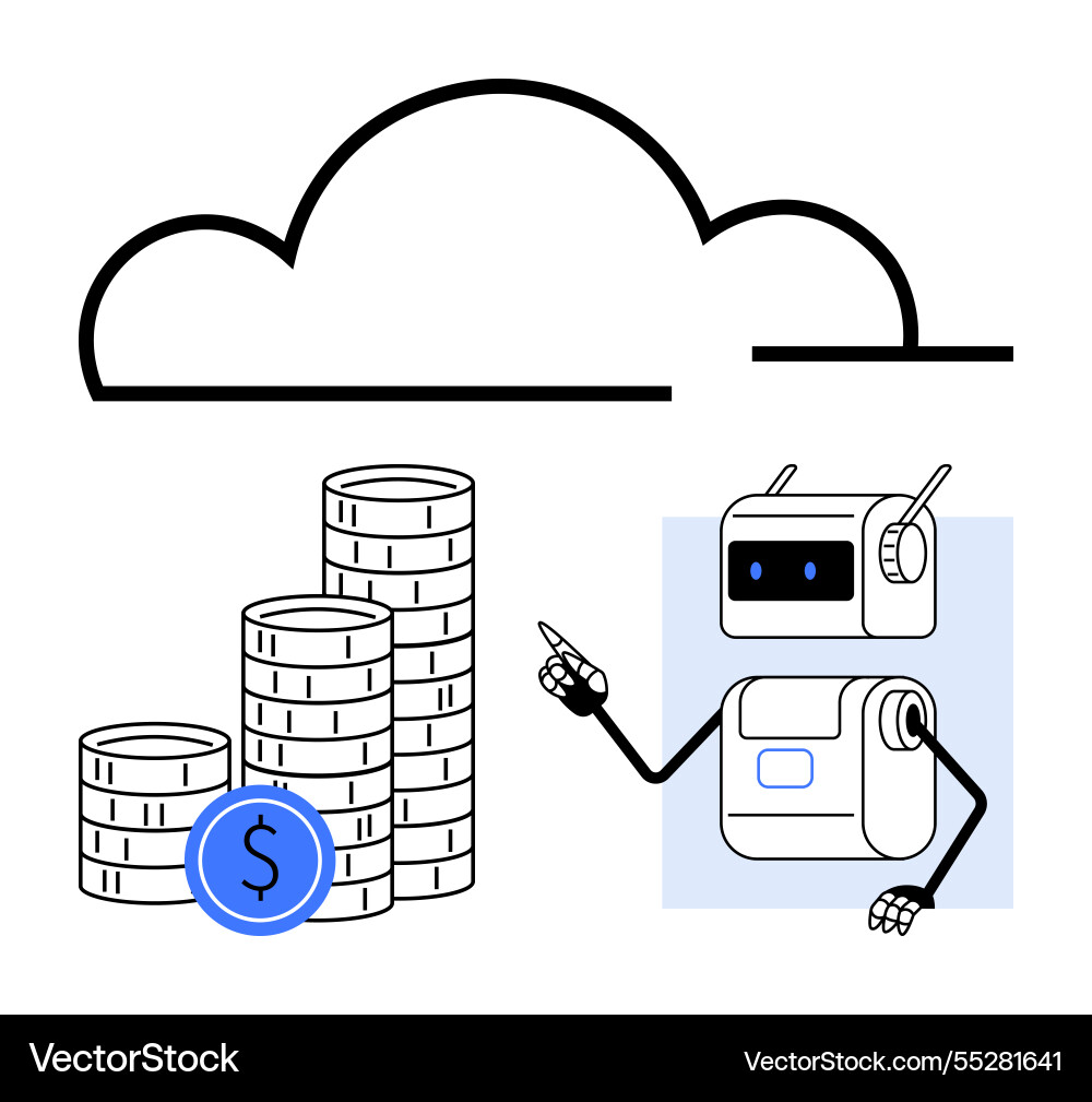 Robotic automation in cloud computing Robotic automation in cloud computing vector image