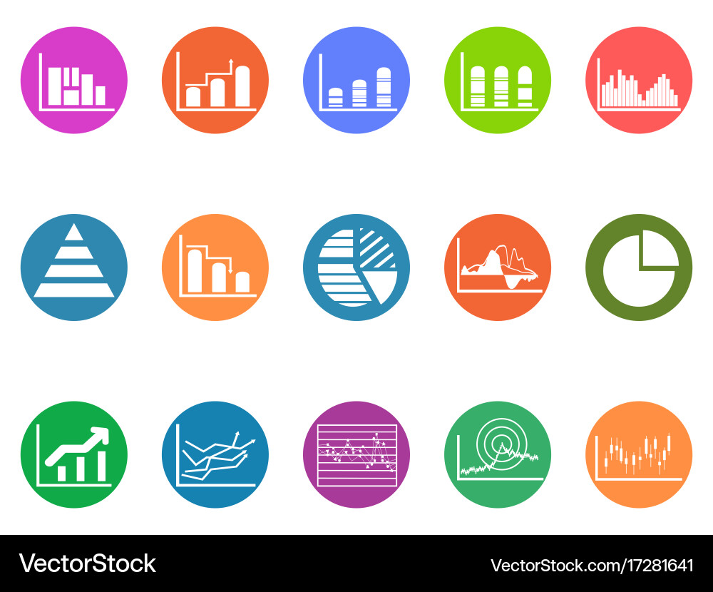 Runder Chart Button Icons - Datensatz vektorbild