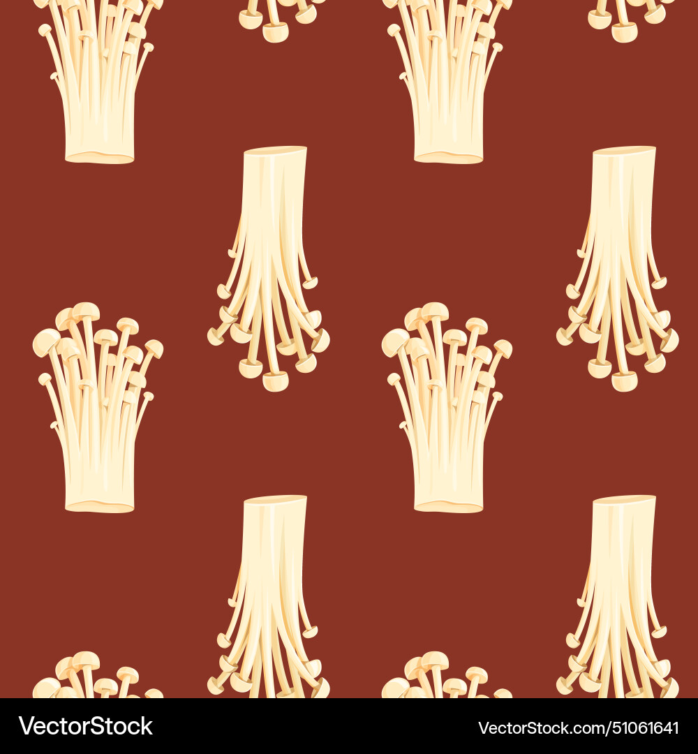 Seamless pattern with enoki mushrooms Vector Image
