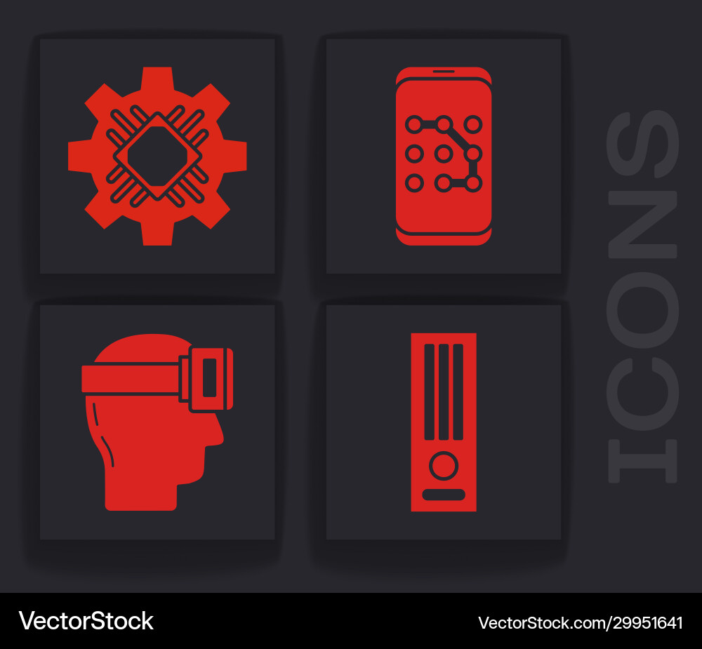 Set video game console processor mobile vector image