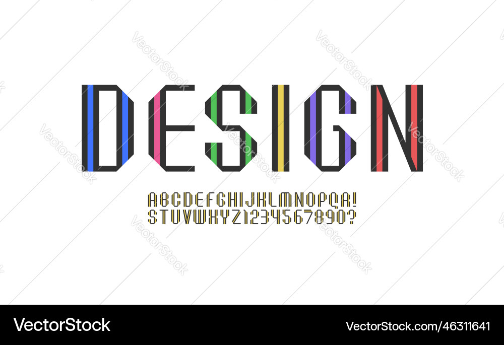 Tech font alphabet from double line minimal Tech font alphabet from double line minimal vector image
