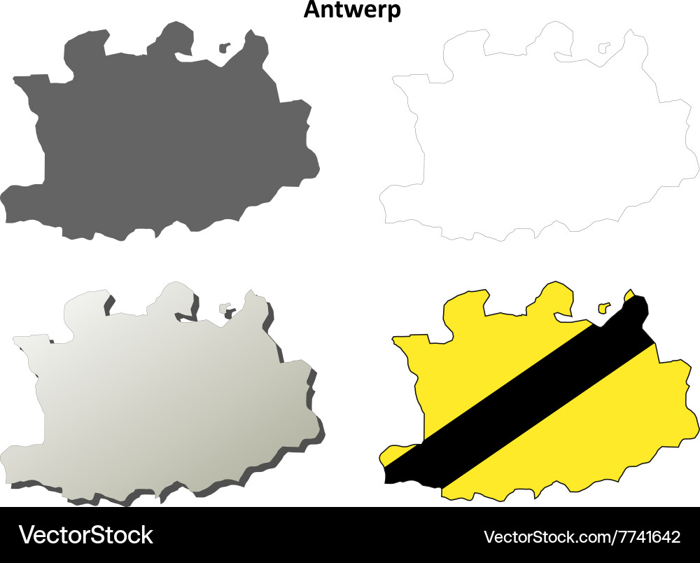 Antwerp outline map set - flemish version Vector Image
