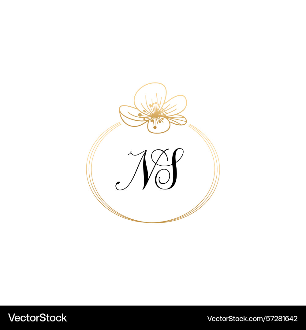 Botanical monogram logos with initial ns Botanical monogram logos with initial ns Vector Image