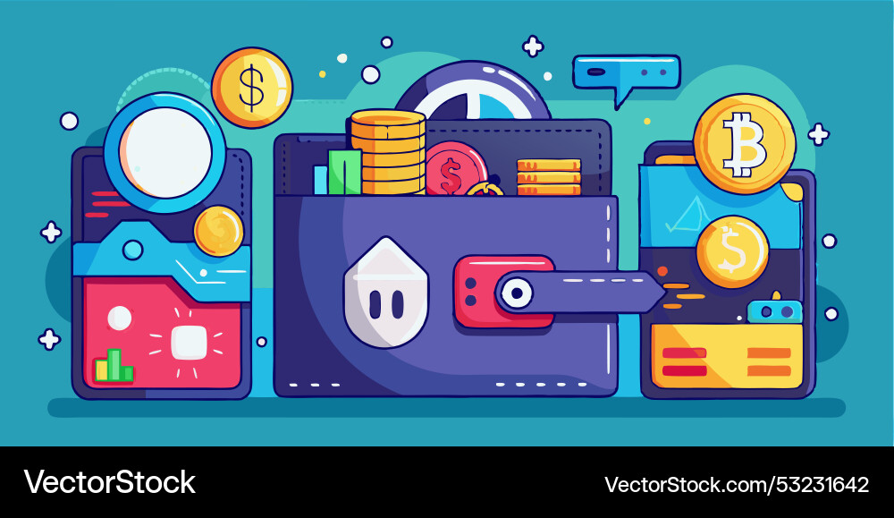 Digital wallet data flow vector image
