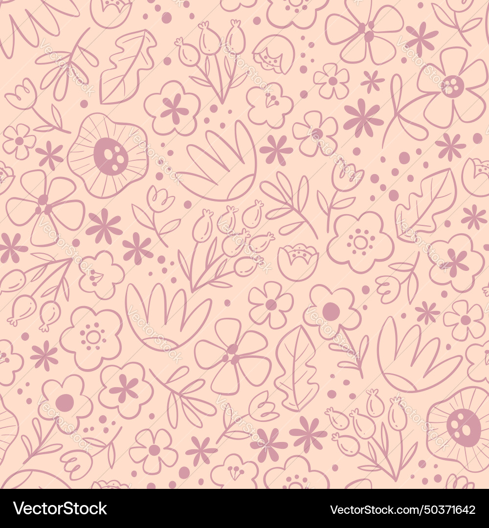 Doodle floral seamless pattern Royalty Free Vector Image