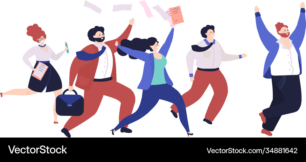 Dynamic Business Team Running Vector Image