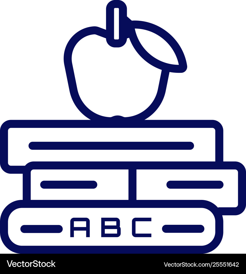 Education icon- book with apple icon Education icon- book with apple icon vector image