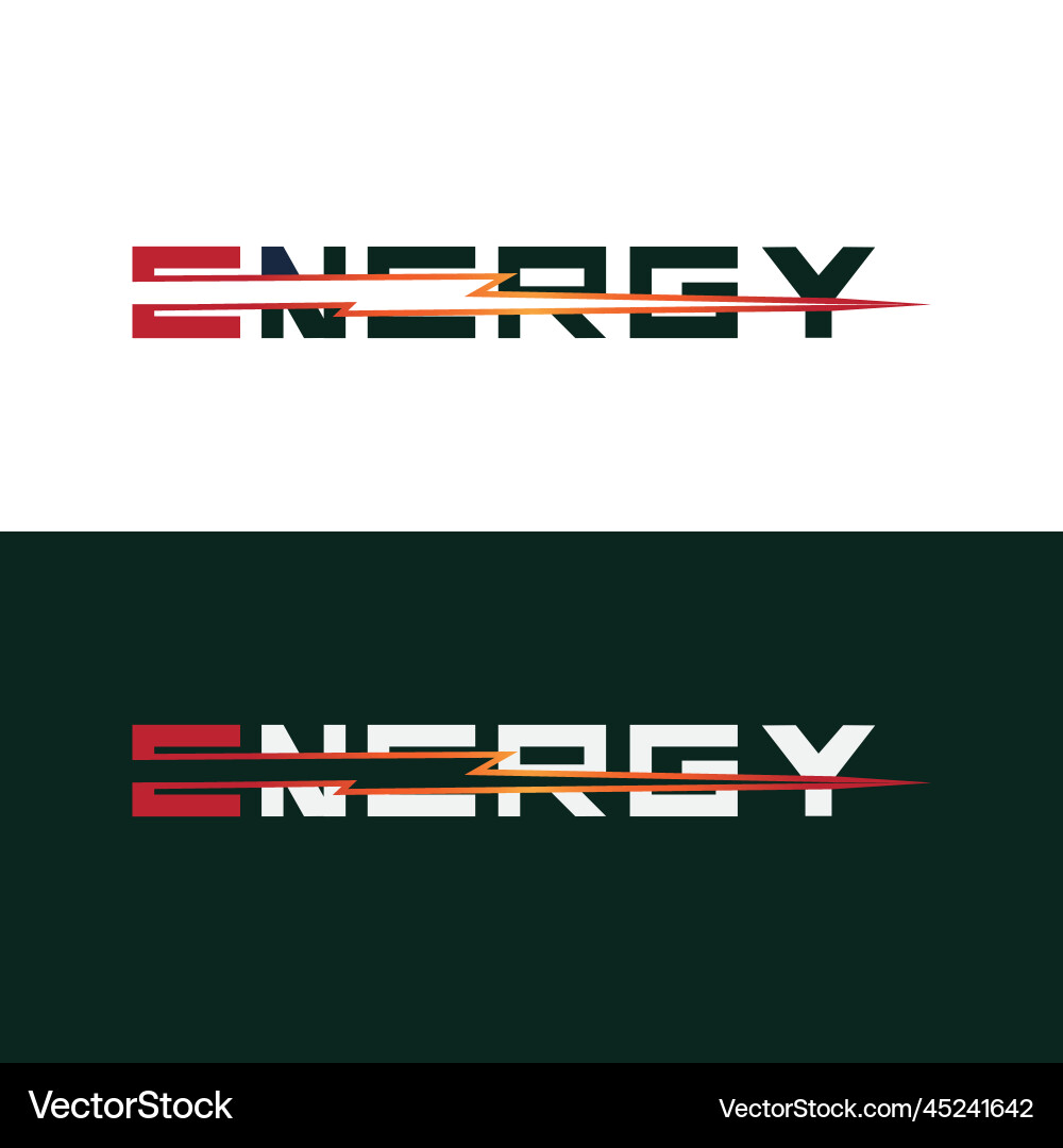 Energy text font dynamic logo with lightning Energy text font dynamic logo with lightning Vector Image