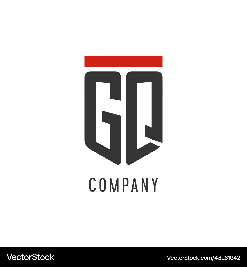 Gq initial esport logo with simple shield design Vector Image