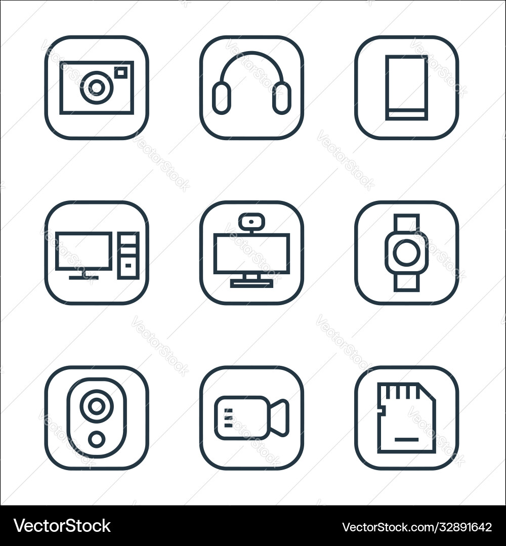 Hardware and gadgets line icons linear set Hardware and gadgets line icons linear set vector image