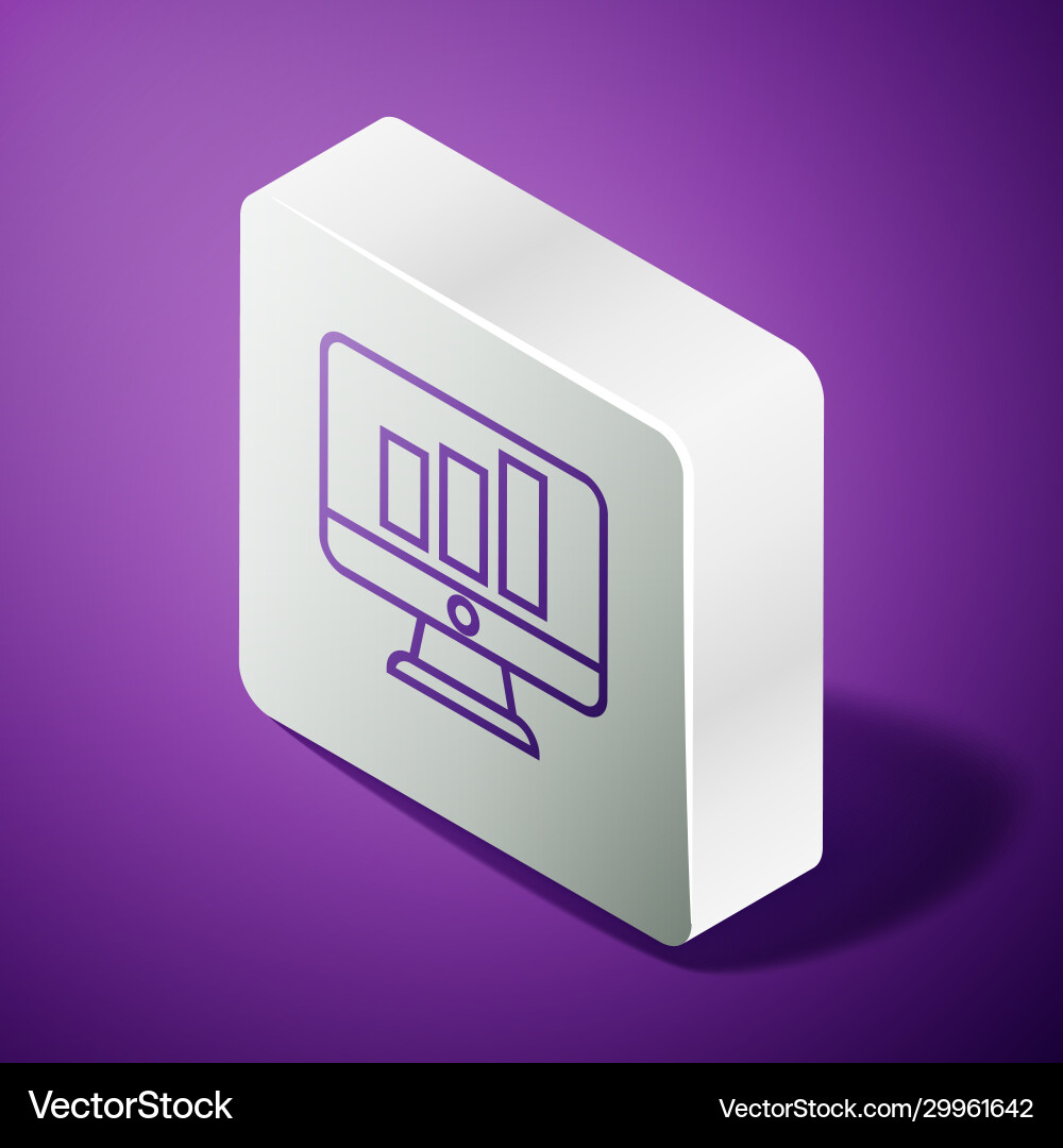 Isometric line computer monitor with graph chart Vector Image