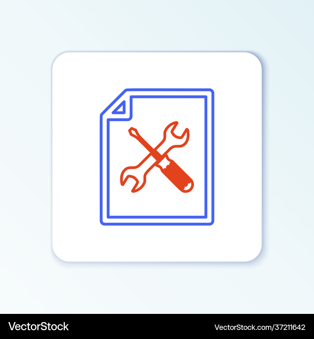 Line file document with screwdriver and wrench Vector Image