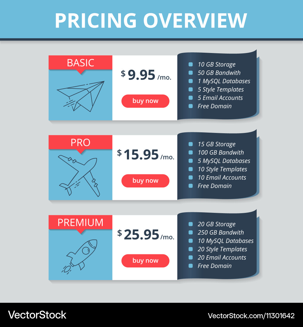 Modern Pricing Table Template Vector Image