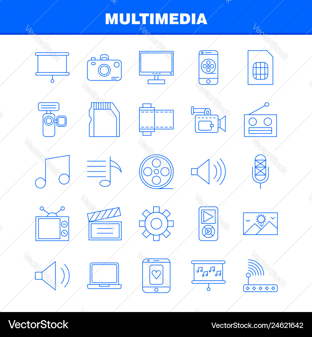 Multimedia line icon for web print and mobile Multimedia line icon for web print and mobile vector image