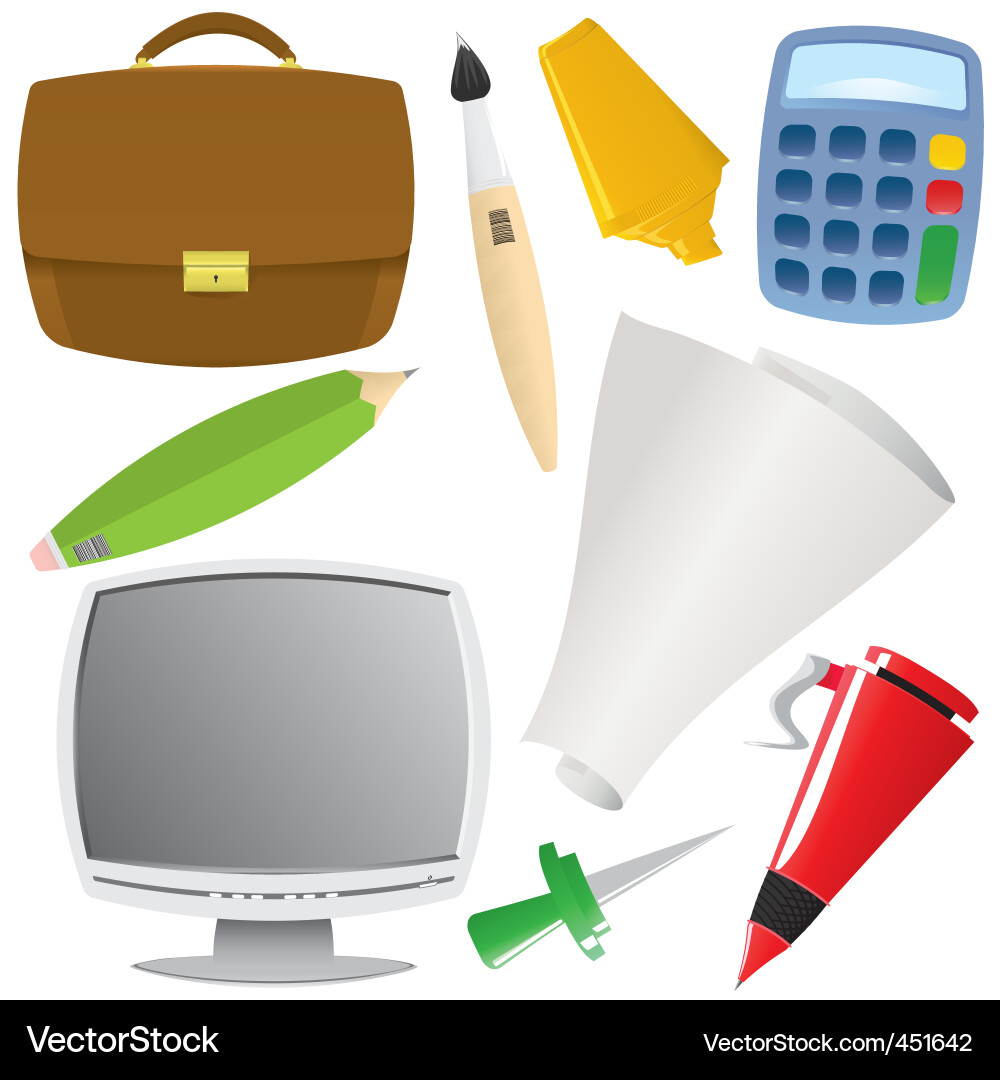 Office object set Vector Image