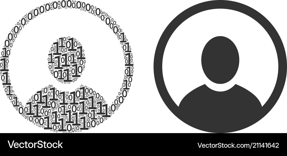 Rounded user portrait composition of binary digits Rounded user portrait composition of binary digits vector image