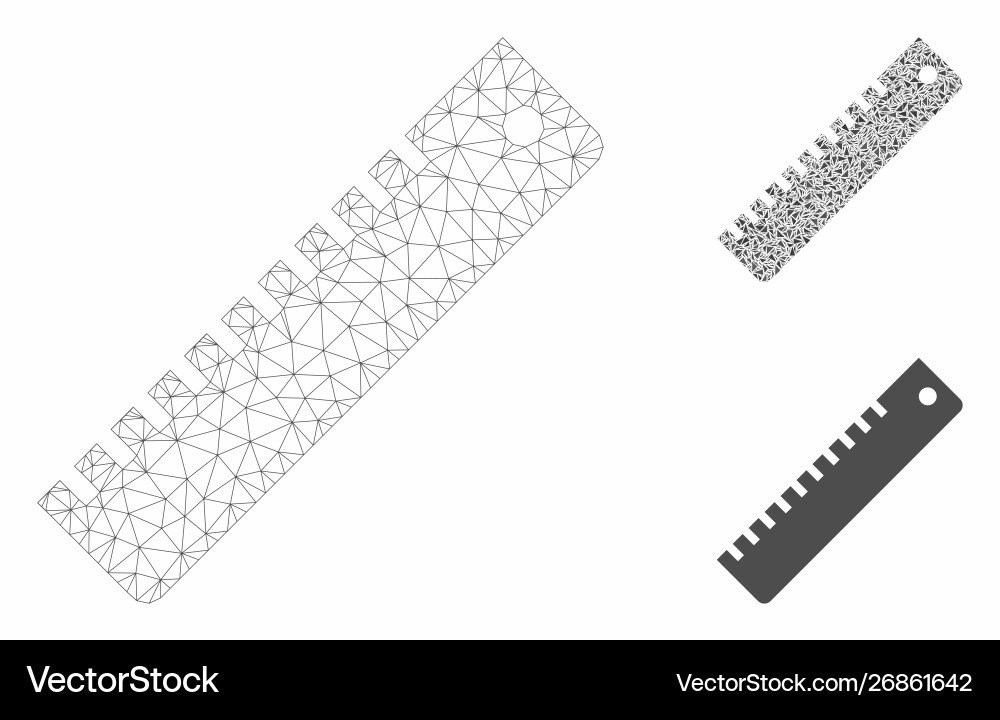 Ruler mesh network model and triangle Ruler mesh network model and triangle vector image