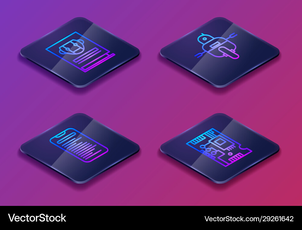 Set isometric line user manual computer api Set isometric line user manual computer api vector image