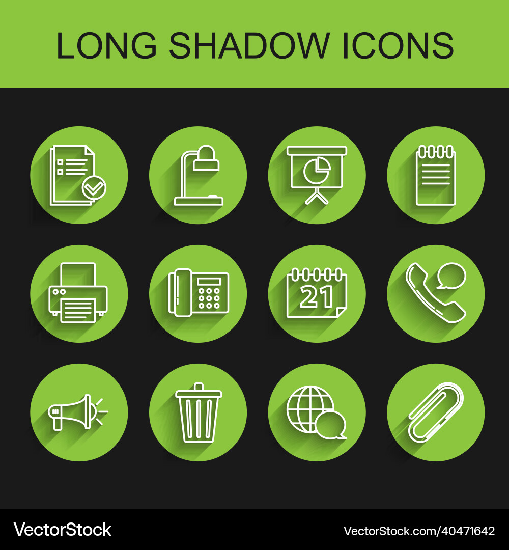 Set line megaphone trash can document and check Set line megaphone trash can document and check vector image