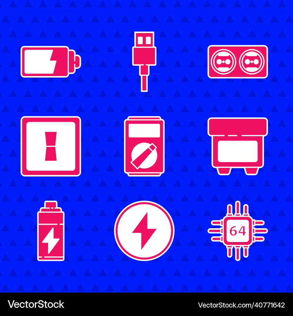 Set multimeter lightning bolt processor Set multimeter lightning bolt processor vector image