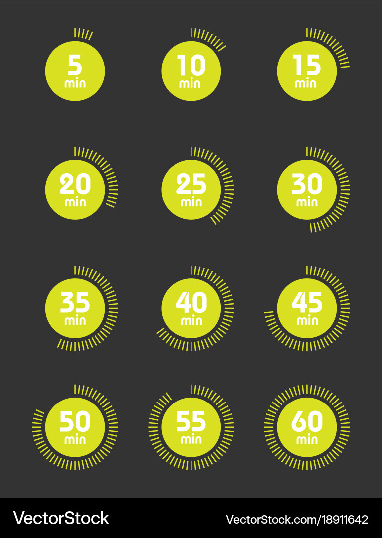 Set of timers sign icon full rotation arrow timer vector image