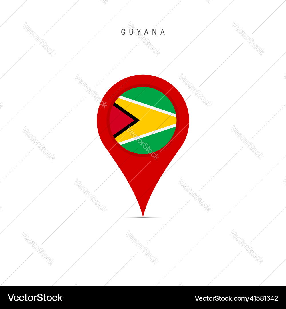 Teardrop map marker with flag of guyana flat Teardrop map marker with flag of guyana flat vector image