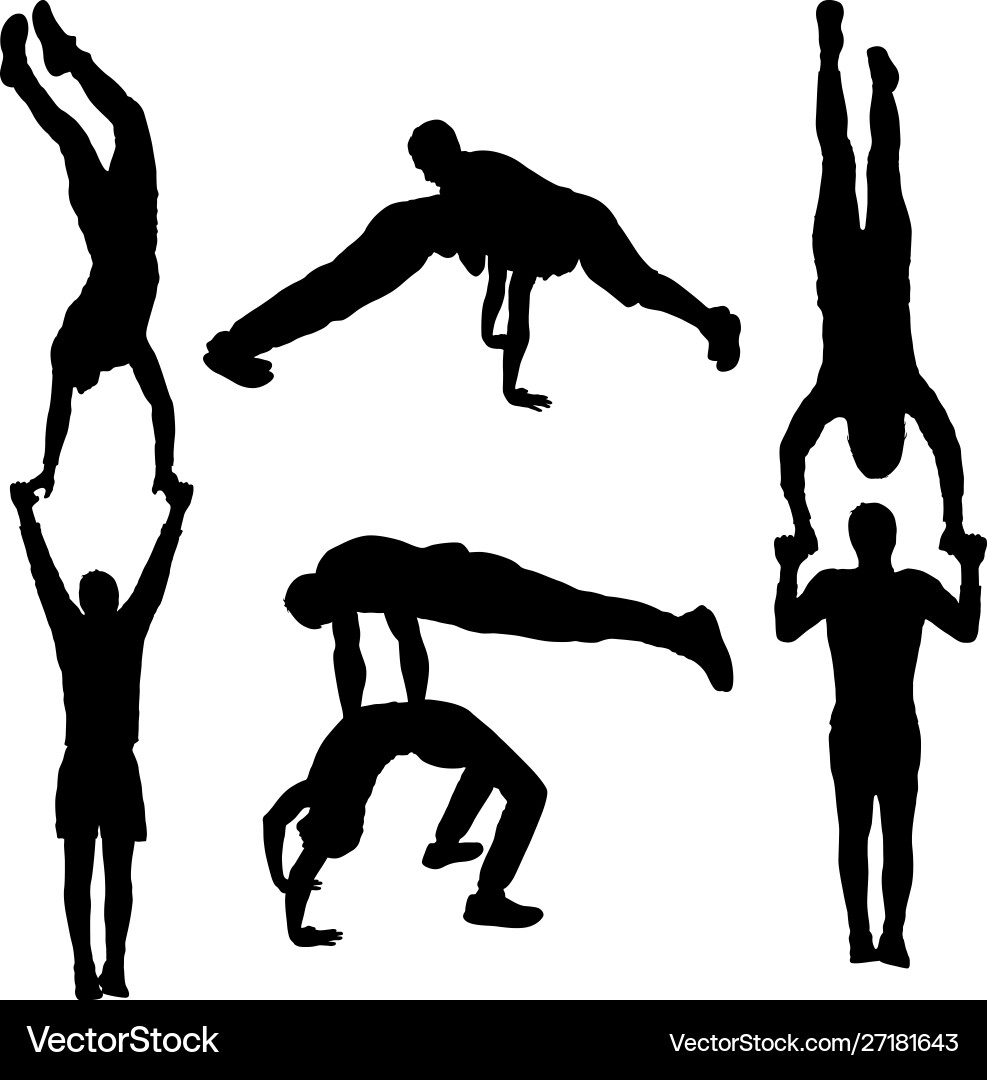 Acrobatic Stance Silhouettes Vector Image