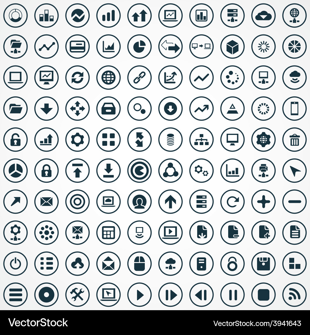 Big Data Icon Set - Database & Analytics vector image