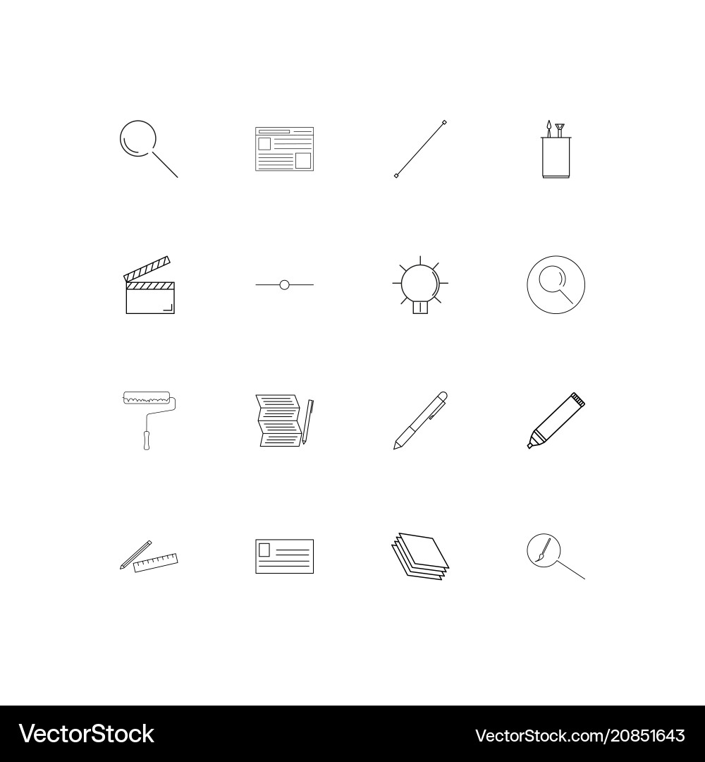 Creative process and design linear thin icons set vector image