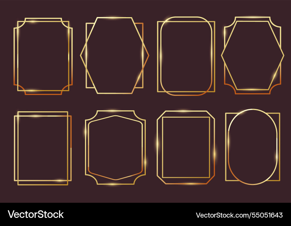 Geometric luxury frames modern golden linear Geometric luxury frames modern golden linear vector image