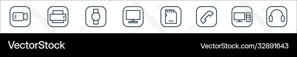 Hardware and gadgets line icons linear set Hardware and gadgets line icons linear set vector image